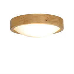 Licht-Erlebnisse Deckenlampe rund Holz Glas Schirm Ø27cm Wohnzimmer