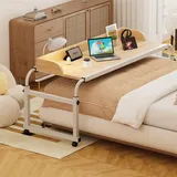 Klein überbetttisch Auf Rollen,überbetttisch Mit Rollen Mobiler Betttisch Tisch Klappbar Rolltisch Betttischen Beistelltisch Für Pflegebett(Color:Holz+)