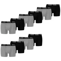 Puma Everyday Basic Boxershorts Grau / Schwarz M 10er Pack