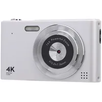 4K 48 MP Digitalkamera, 2,4 Zoll IPS Bildschirm, 16X Zoom, Anti Shake, Kompakte Point & Shoot Kamera mit Blitz, Weiß