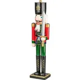 Infactory Handbemalter Deko-Nussknacker Soldat aus Holz 48,5 cm Mehrfarbig