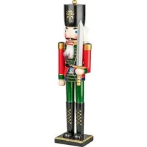 Infactory Handbemalter Deko-Nussknacker Soldat aus Holz 48,5 cm Mehrfarbig