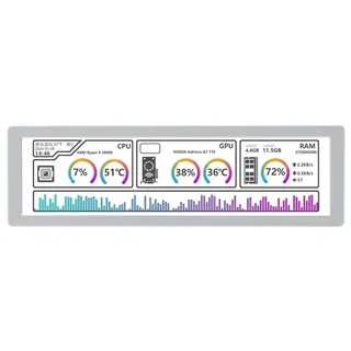 Waveshare 8,8 Zoll USB Monitor, Sekundärbildschirm, USB Type-C, Musik-Spektrumanalyse, silber