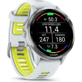 Garmin Forerunner 970 Steinweiss/Titanium Titan mit Silikon-Wechselarmband 22 mm Steinweiss/Transparent Amp Yellow