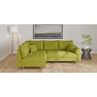 Ecksofa HOME AFFAIRE "CHARRE incl. 3 Zierkissen" Sofas Gr. B/H/T: 231cm x 81cm x 161cm, Struktur weich, Ottomane links, grün L-Form, feine Steppung, lose Rückenkissen, auch in Cord und Bouclé