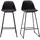 miliboo Schwarze Designer-Barhocker mit Metallbeinen 66 cm (2er-Set) FRANZ