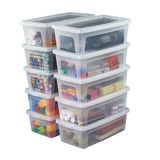 Iris Ohyama Vielseitige Aufbewahrungsboxen, 5L, 10er-Set, Transparent, Deckel leicht schließbar, Stapelbar, Plastik, Für Schrank, Regale,
