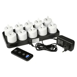 Duni LED Set Moving Flame, Warm White, 10 Stück 38 x Ø 36 mm 25 Std. Weiß,