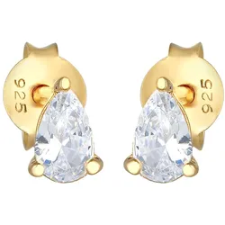 Elli Ohrstecker Tropfen Zirkonia Elegant 925 Silber goldfarben Damen 