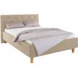 Guido Maria Kretschmer Home & Living Polsterbett "Sunley 100", beige, B:163cm L:210cm, Struktur (100% Polyester), Strukturstoff (100% Polyester), GUIDO MARIA KRETSCHMER HOME & LIVING, Betten, Kreuzsteppung, Kopfteilhöhe 102 cm, ohne oder mit Matratze/Lattenrost