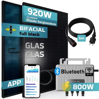 sunniva Balkonkraftwerk Full Black Bifacial 800W inkl. Eco Flow Wechselrichter + 2 x 460W Solarpanels