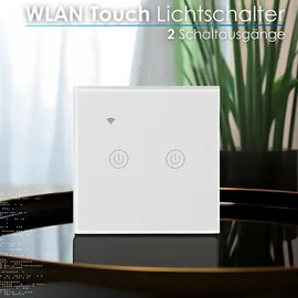 Echos Wlan Smart Touch Lichtschalter Glas 2.4GHz TouchSchalter Smart Life App Alexa und Google Home 2 Schaltausgänge