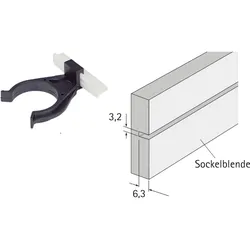 Clip Sockelblendenhalter für Sockelverstellfuß Korrekt -  zum Einnuten / schwarz / natur