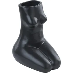 Blumenvase Skulptur PYRGOS handgefertigt Porzellan 22 cm Schwarz