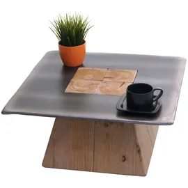 MCW Couchtisch MCW-L76, Wohnzimmertisch Beistelltisch, Industrial Massiv-Holz MVG, 60x60cm natur mit Metall-Optik