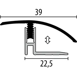 Parkettfreund Uno-Click-Parkett-Anpassungsprofil PF 559 F16 pulverbeschichtet schwarz matt (RAL9005) 2000x39 mm - 12 - 17 mm Aluminium pulverbeschichtet mit glatter Oberfläche