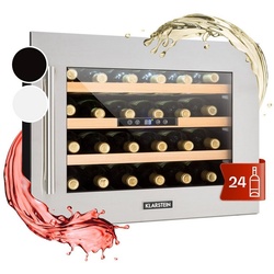 Klarstein Weinkühlschrank Vinsider 24D, für 24 Standardflaschen á 0,75l,Wein Flaschenkühlschrank Weintemperierschrank Weinschrank Kühlschrank silberfarben