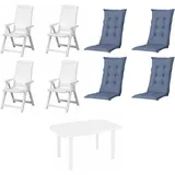 PROGARDEN Tampa+Faro Garten-Essgruppe 85 x 137 x 109 cm weiß 4 St.