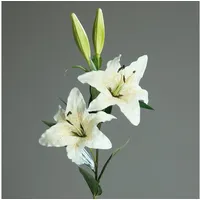 Mucplants Großer künstlicher Lilienzweig Creme ca. 84cm Seidenblumen Kunstblume