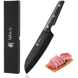 Wakoli Yugen Serie Santoku Messer I 18 cm Klinge I Premium Edelstahl-Küchenmesser mit schwarzer Titanium-Beschichtung