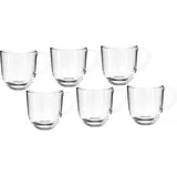 Latte Macchiato-Tassen 6er Set spülmaschinengeeignete Kaffee-Becher Glas-Tasse mit Henkel mikrowellenfest 380 ml 6 Stück