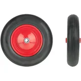 Relaxdays Schubkarrenrad 3.50-8, Vollgummirad mit Stahlfelge, pannensicher, bis 100kg, Ersatzrad Schubkarre, schwarz/rot