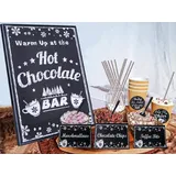 FaCraft Hot Chocolate Bar Kit Luxus-Zubehör – Schilder-Etiketten, Tischkarten, Löffel und Trinkhalme für Weihnachten, Urlaub, Neujahr, Partyzubehör