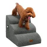 Deconovo Hundetreppe für Kleine Hunde 3 Stufen, Haustiertreppe mit Abnehmbarem Waschbarem Bezug rutschfeste Katzentreppe für Sofa Bett, Hunderampe mit Gelenkproblemen, 57x40x40 cm, Dunkelgrau