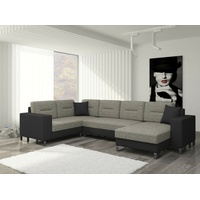 JVmoebel Ecksofa Design Ecksofa Schlafsofa Bettfunktion Couch Leder Polster Textil, Mit Bettfunktion grau