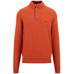 Troyer FYNCH-HATTON, Herren, Gr. M, orange (flame), Strick, Obermaterial: 80% Wolle, 20% Polyamid, unifarben, casual, hüftbedeckend, Rundhals, Langarm Flachstrickbündchen, Pullover, aus Woll-Mix, mit Troyer-Kragen