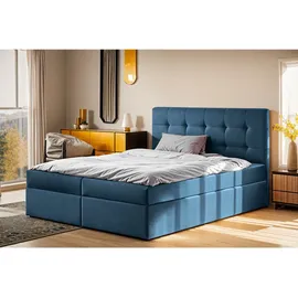 Kaiser Möbel Boxbett, Blau H3, 160x200 cm Schlafzimmer, Betten, Boxspringbetten