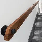 Holz Handläufe für Treppen, Rutschfeste Indoor-Treppen Weiß Handlauf, Wandmontage Handlauf Mit stabilem Metallbügel, Barrierefreie Treppe Haltegriff für ältere Menschen(Brown,80cm)