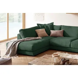 KAWOLA Wohnlandschaft U-Form Madeline Cord Longchair rechts smaragd