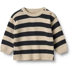 Strickpullover WHEAT "Wheat Pullover Strick Pullover Morgan", Jungen, Gr. 74/9m, blau (navy stripe), 100% Bio-Baumwolle, Pullover