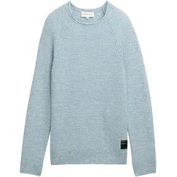 TOM TAILOR DENIM Herren Strickpullover mit Struktur, grün, Meliert, Gr. XXL