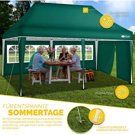 tillvex Faltpavillon 3 x 6 m inkl. 3 Seitenteile Grün