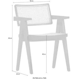 GUTMANN FACTORY Stuhl "Spy", schwarz (rahmen: schwarz lackiert, geflecht: beige, rahmen: schwarz lackiert), B:56cm H:86cm T:62cm, Stühle, Stuhl, mit Wiener Geflecht