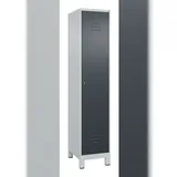 C+P Spind Classic PLUS, Füßen, 1 Abteil, HxBxT 195x40x50cm, Zylinderschloss, Hellgrau/Anthrazit von PROREGAL