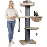 Happy Pet HAPPYPET Premium Kratzbaum Grosse Katzen Stabil 'Cooper' – 150 cm Großer Katzenbaum, Cappuccino