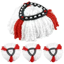 HOFASON (4er-Pack) Köpfe kompatibel mit Vileda 2 in 1 Turbo Mop, Ersatzkopf, Mikrofaser, Rot, Weiß