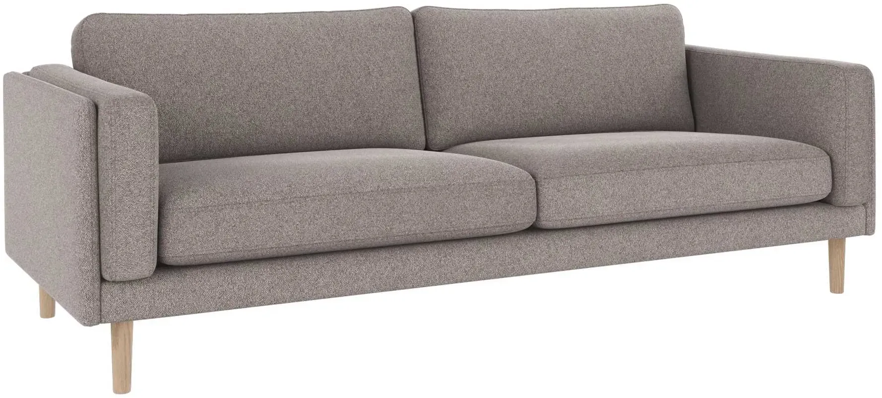 Sofa Braden 3-Sitzer Stoff, klassisch mit Eiche-Beinen weiß pigmentiert, Bezug Brenda Graubeige