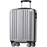 Flieks Trolley Reisekoffer Hartschalenkoffer mit Universalrad, Handgepäck Koffer mit TSA-Schloss, M, 37.5x22.5x56.5cm, Grau - Grau