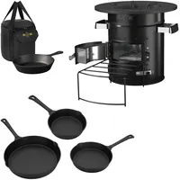 bbq#boss BbqBoss Raketenofen mit Grillpfanne Tragetasche Stahl Schwarz und Pfannen Set