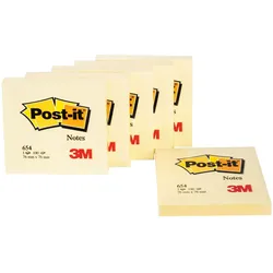 Post-it® Haftnotizen Standard 654 gelb 6 Blöcke