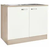 OPTIFIT Spülenschrank »Faro«, mit Metallgriffen, Breite 100 cm, weiß