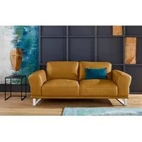 W.Schillig 2-Sitzer W.SCHILLIG "montanaa elegant und edel, bequem, Federkernunterfederung", gelb (kurkuma z69), B:192cm H:78cm T:94cm, Sofas, mit Metallkufen in Chrom glänzend, Breite 192 cm