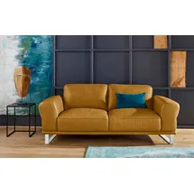W.Schillig 2-Sitzer W.SCHILLIG "montanaa elegant und edel, bequem, Federkernunterfederung", gelb (kurkuma z69), B:192cm H:78cm T:94cm, Sofas, mit Metallkufen in Chrom glänzend, Breite 192 cm