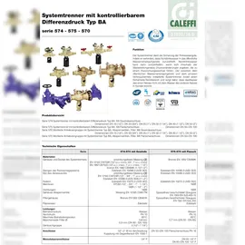 CALEFFI Systemtrenner BA 1/2 Zoll Sicherheitsventil