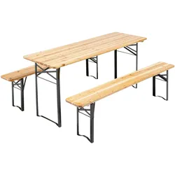 Oviala Business 5er-Set Picknicktische und -bänke aus Holz für 8 Personen - Oviala