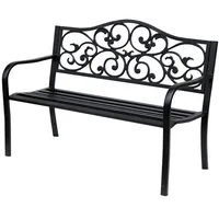 Outsunny Gartenbank 3-Sitzer Sitzbank Stahlbank Bank mit Armlehnen Gusseisen